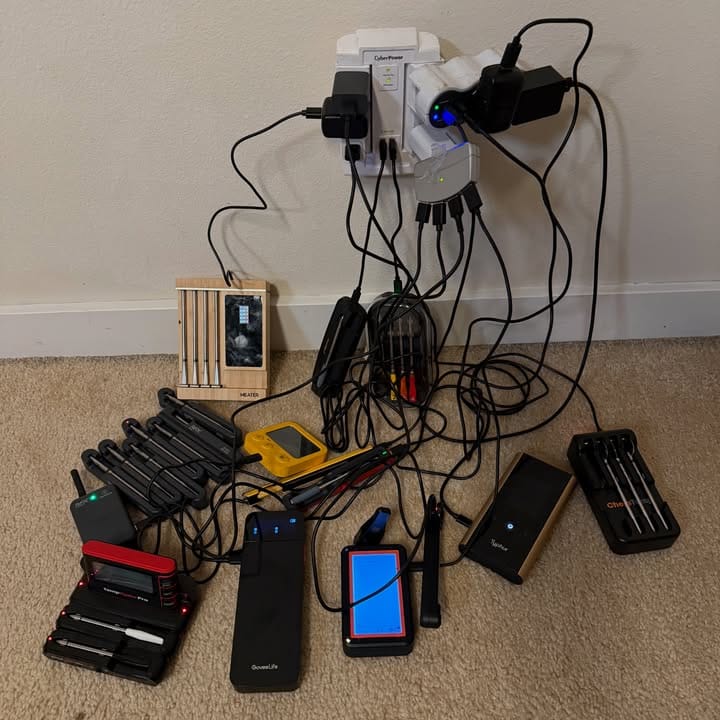 Here’s the 2026 wireless thermometer review line up getting charged for a cook tomorrow. A lot more players since my first…
