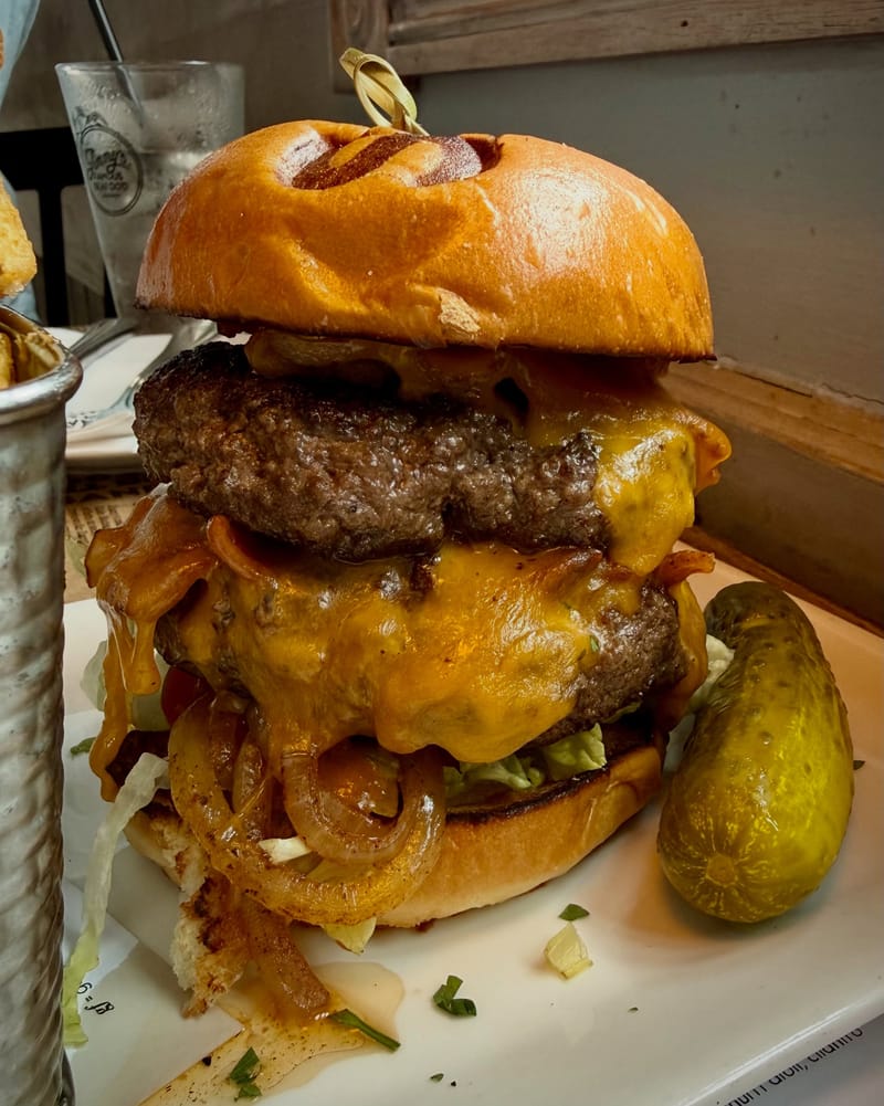 The Bruiser Burger @jimmysseafood is a beast. $10 on Monday. #burger #maryland #baltimore