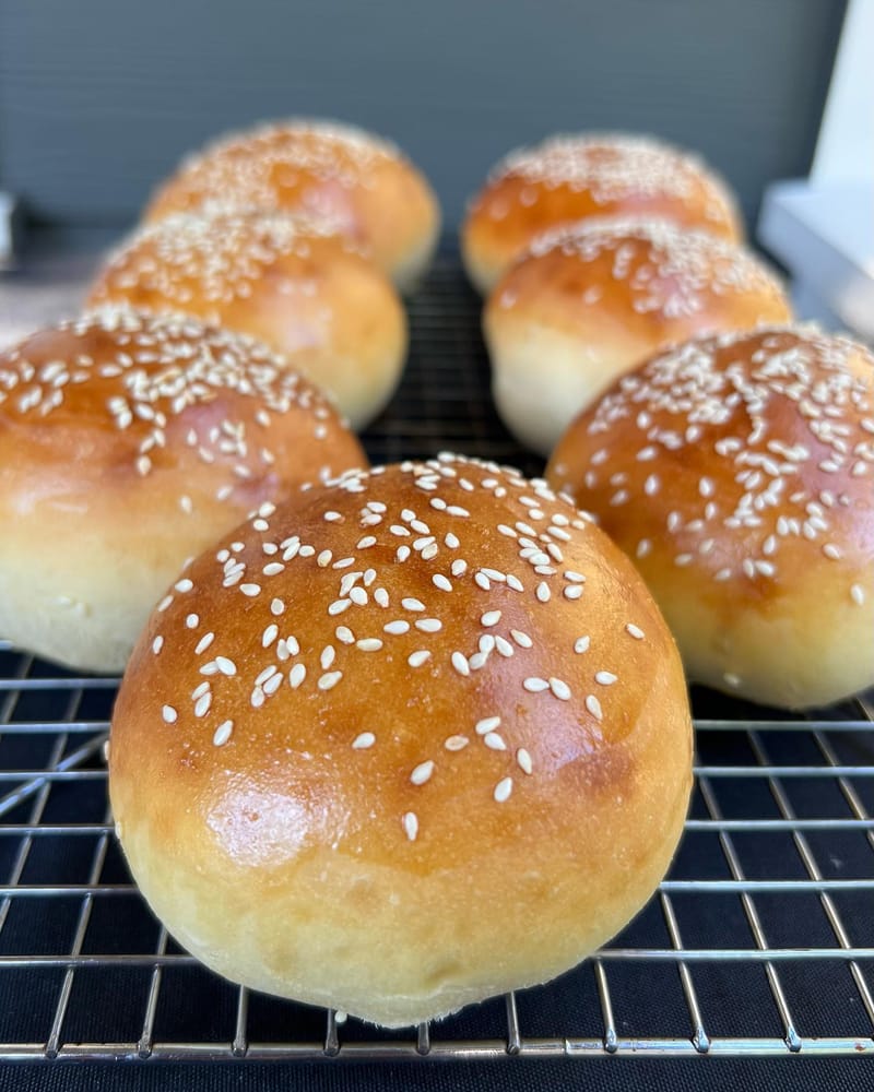 Fresh homemade hamburger buns this morning for some special smash burgers for lunch…more on that coming soon. #hamburger…
