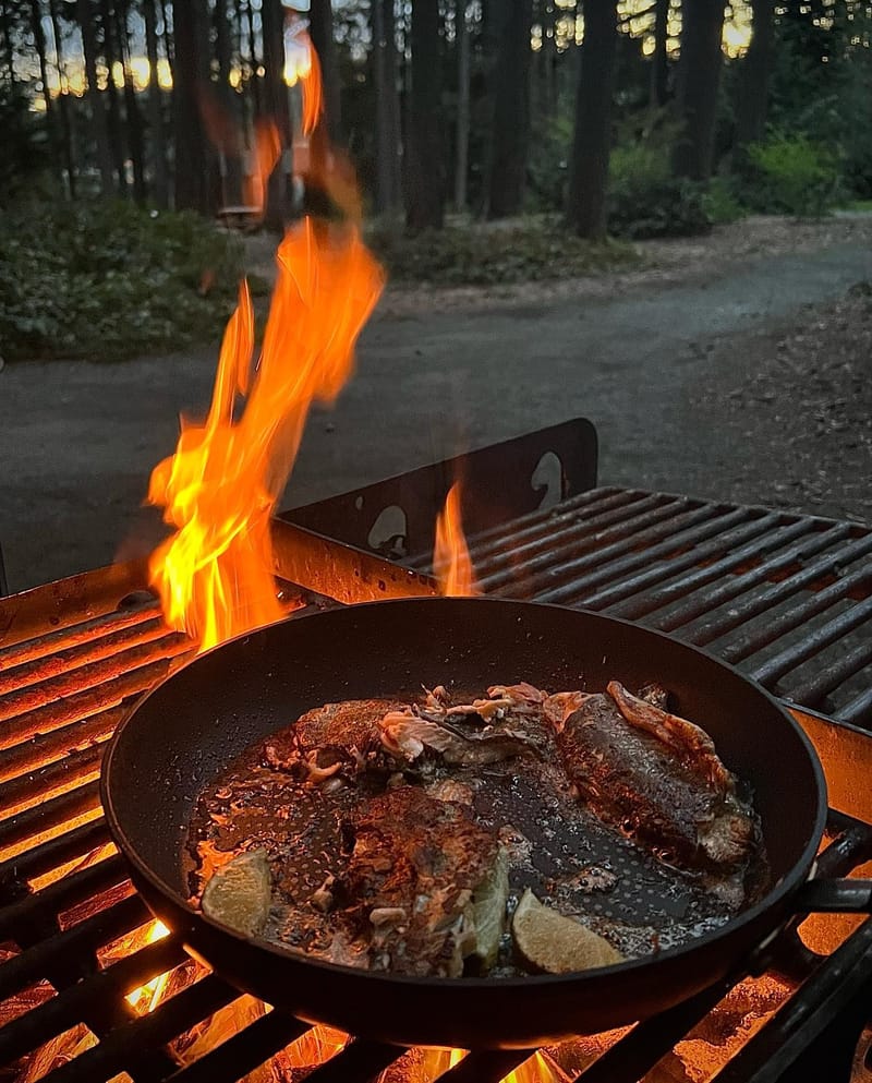 First catch n cook of the season. Trout in #pnw #outdoorcooking