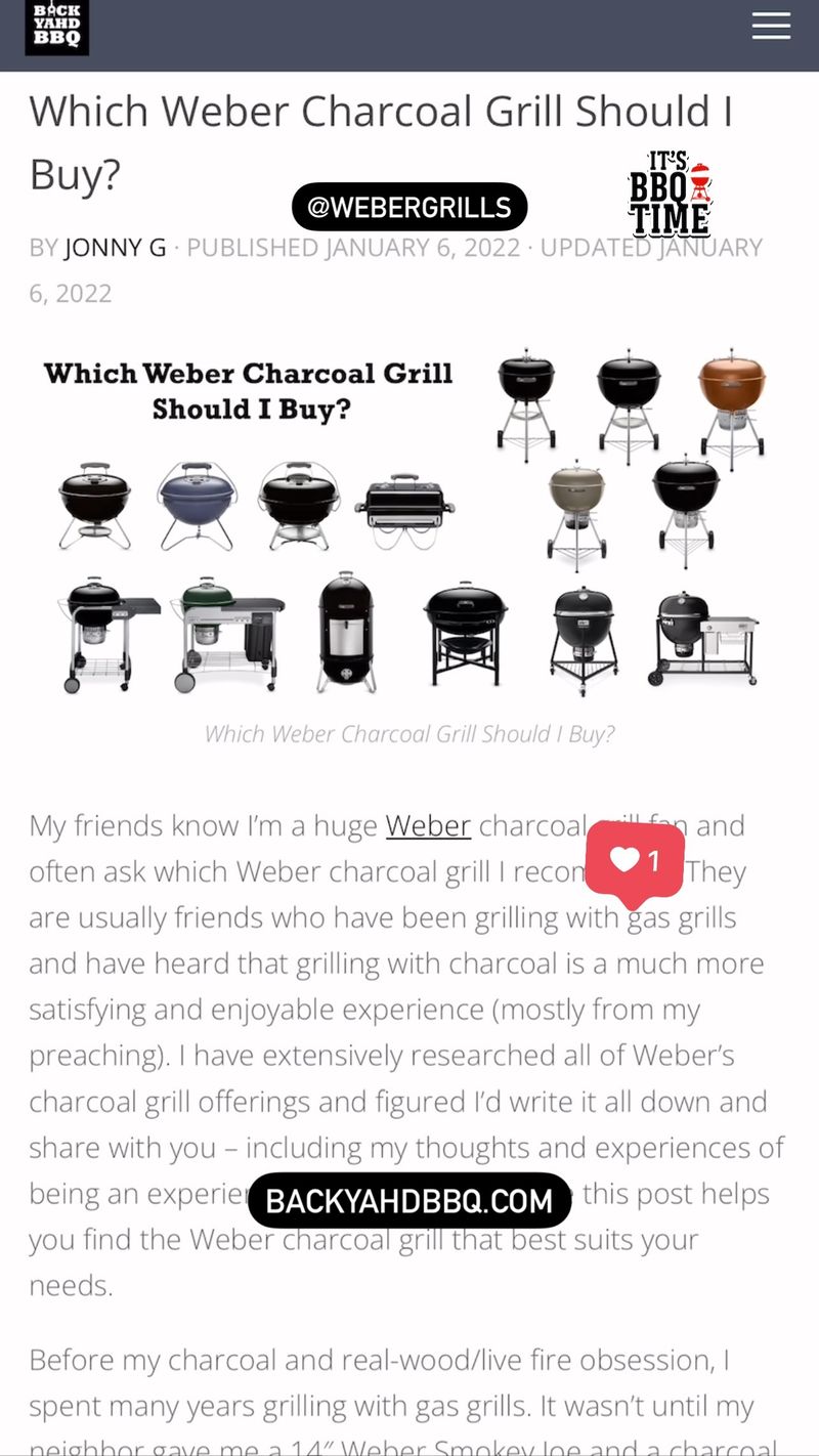 Which Weber Grills Charcoal Grill Should I Buy? I get asked that question all the time. Here’s a new blog with all the…