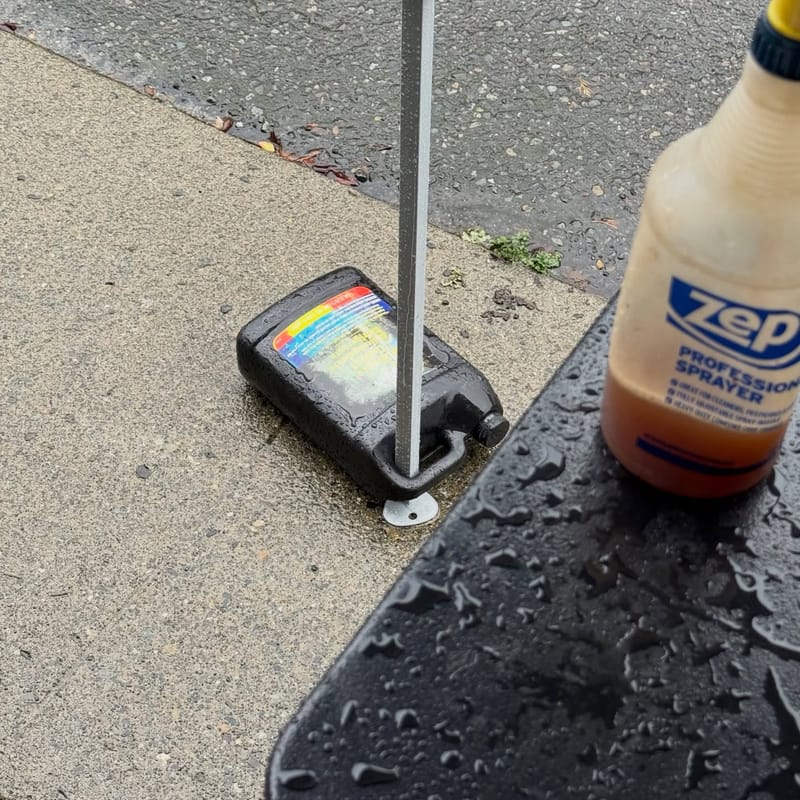 This old coolant is coming in clutch today. I’m weighing down the other two legs with sandbags, but these two legs were…