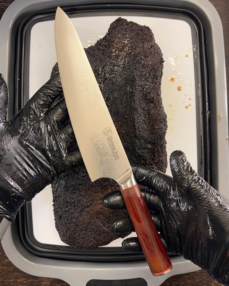 Breaking in my new Hammer Stahl (from Heritage Steel) 9” Damascus Chef Knife with this beautiful angus Creekstone Farms…