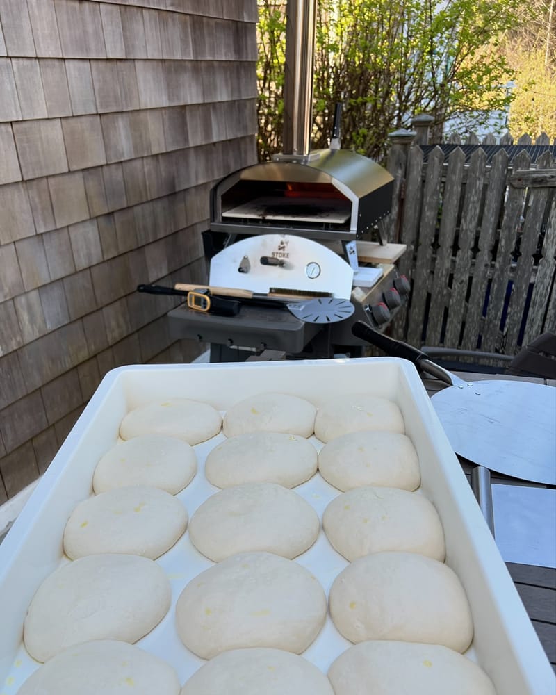 My pizza cockpit. Getting the pizza summer going with 15 pies in my new 16” Stoke Pizza Ovens oven. #pizza