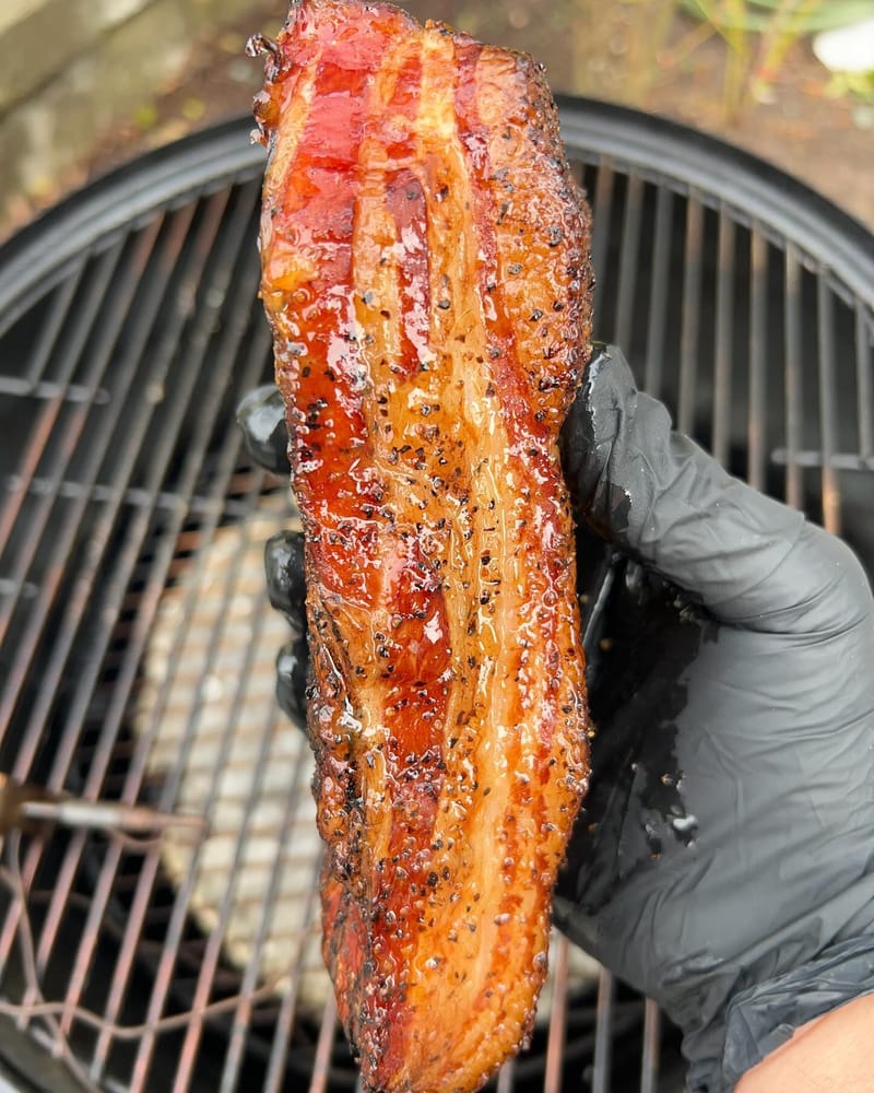 Bacon experiments with Porter Road pork belly. This one is with and without pink curing salt. #bacon