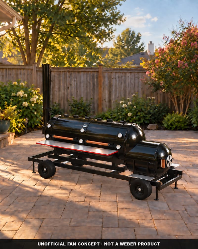 Weber Offset Smoker Concept I was listening to the Shootin’ the Que podcast on @bbqdb.co with @heathrilesbbq and @mattkusek…