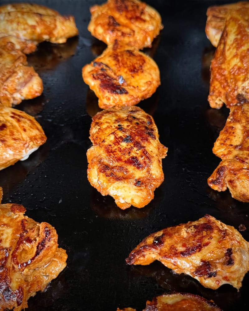 What’s on your griddle? Me? Adobo chicken.