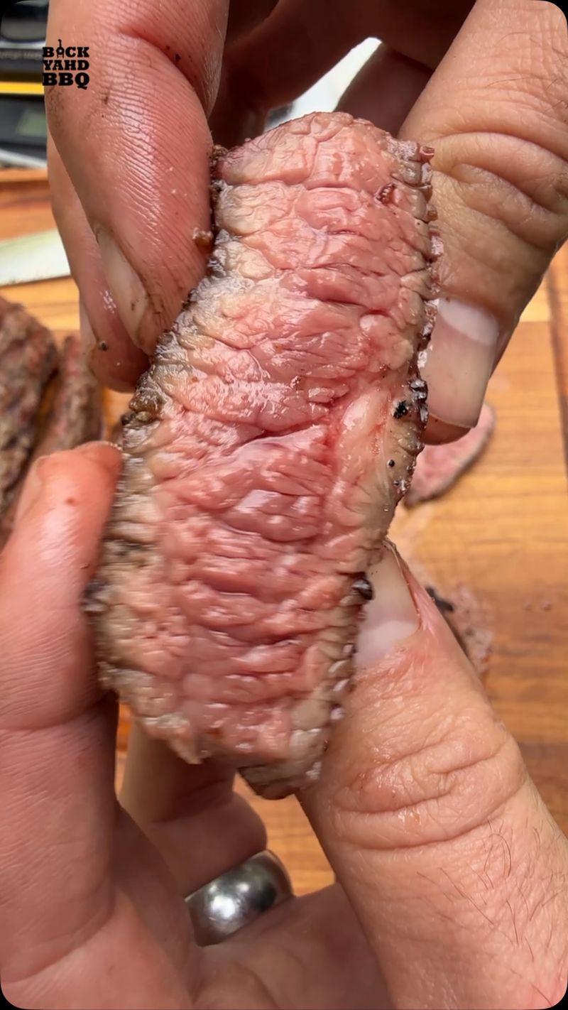Perfect, under, or over? You’re in my backyahd and I had you a slice of this tritip steak. Is this perfect, under or over?