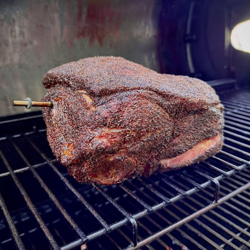 What’s on your smoker today? Me? I got a half a butt on my smoker. I did an hour at 225 and then couple hours at 250 and now…