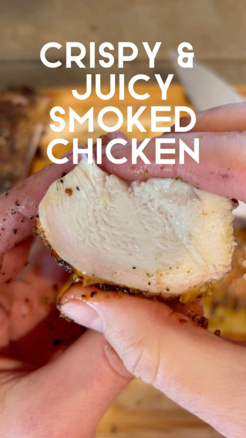 Crispy & Juicy Smoked Chicken Dry brine overnight with salt/baking powder/pepper. Rub with pepper, paprika, onion, garlic.…