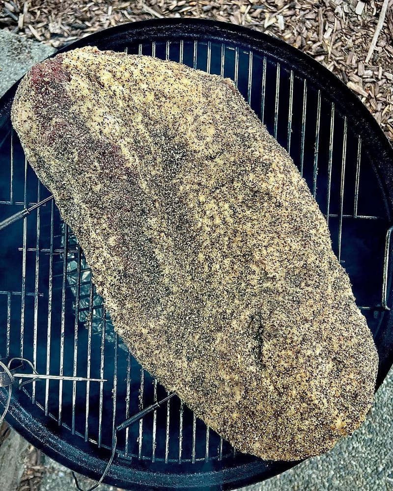 We have a big boy on the @webergrills Smokey mountain today #bbq #brisket #webergrills #smokedmeat
