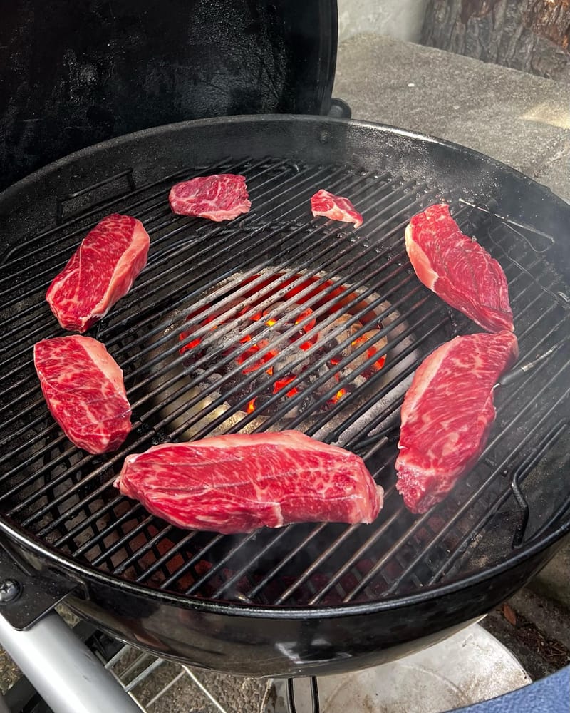 Just a couple of slabs hanging out by the fire. Wagyu Picanha from Meat N' Bone. Trying out the new Weber Grills Charcoal…