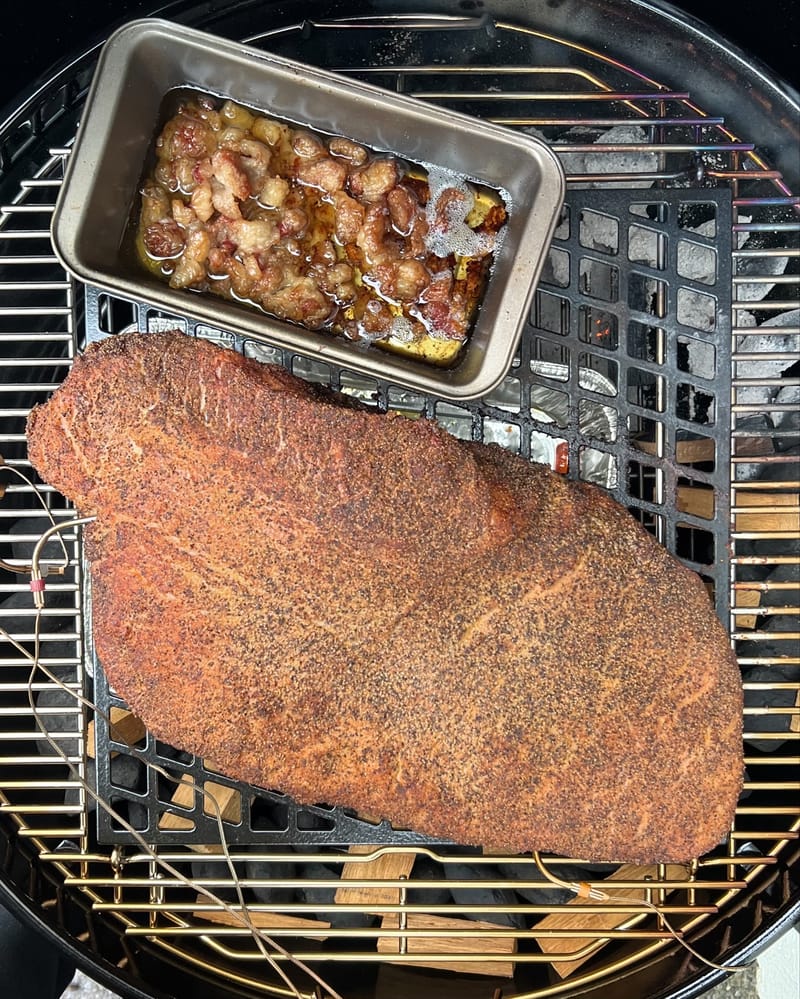 This 17lb Creekstone Farms brisket from Crowd Cow looks small on the 26” Weber Grills kettle. #brisket