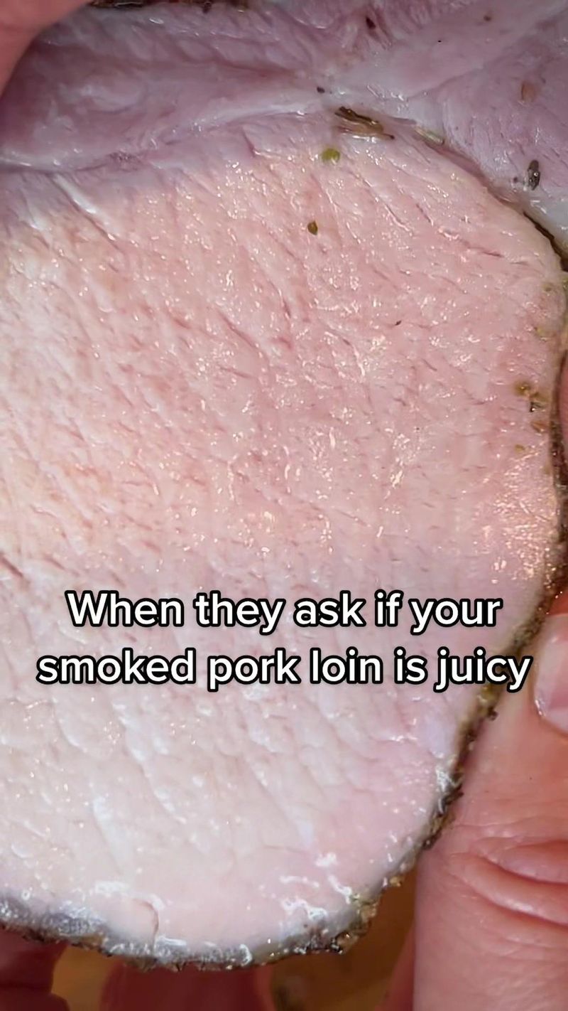 When they ask if your smoked pork loin is juicy. Don’t squeeze at home. #umyeah #bbq #smokedmeat #food #foodie #fypchallenge…