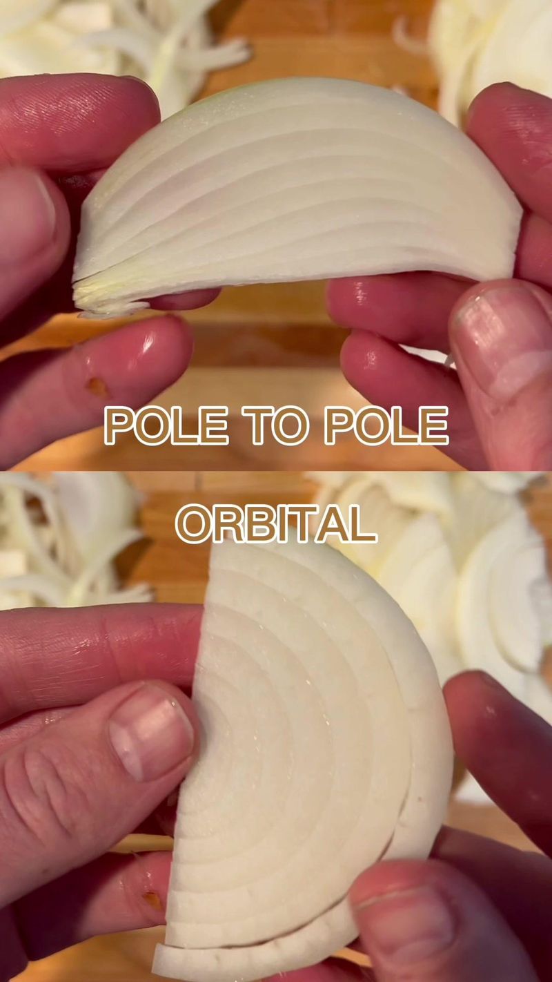 Reply to @hey.raerae Two ways to slice onions. Pole to pole vs orbital #howto #knifeskills #chef #onion #learnontiktok #bbq…