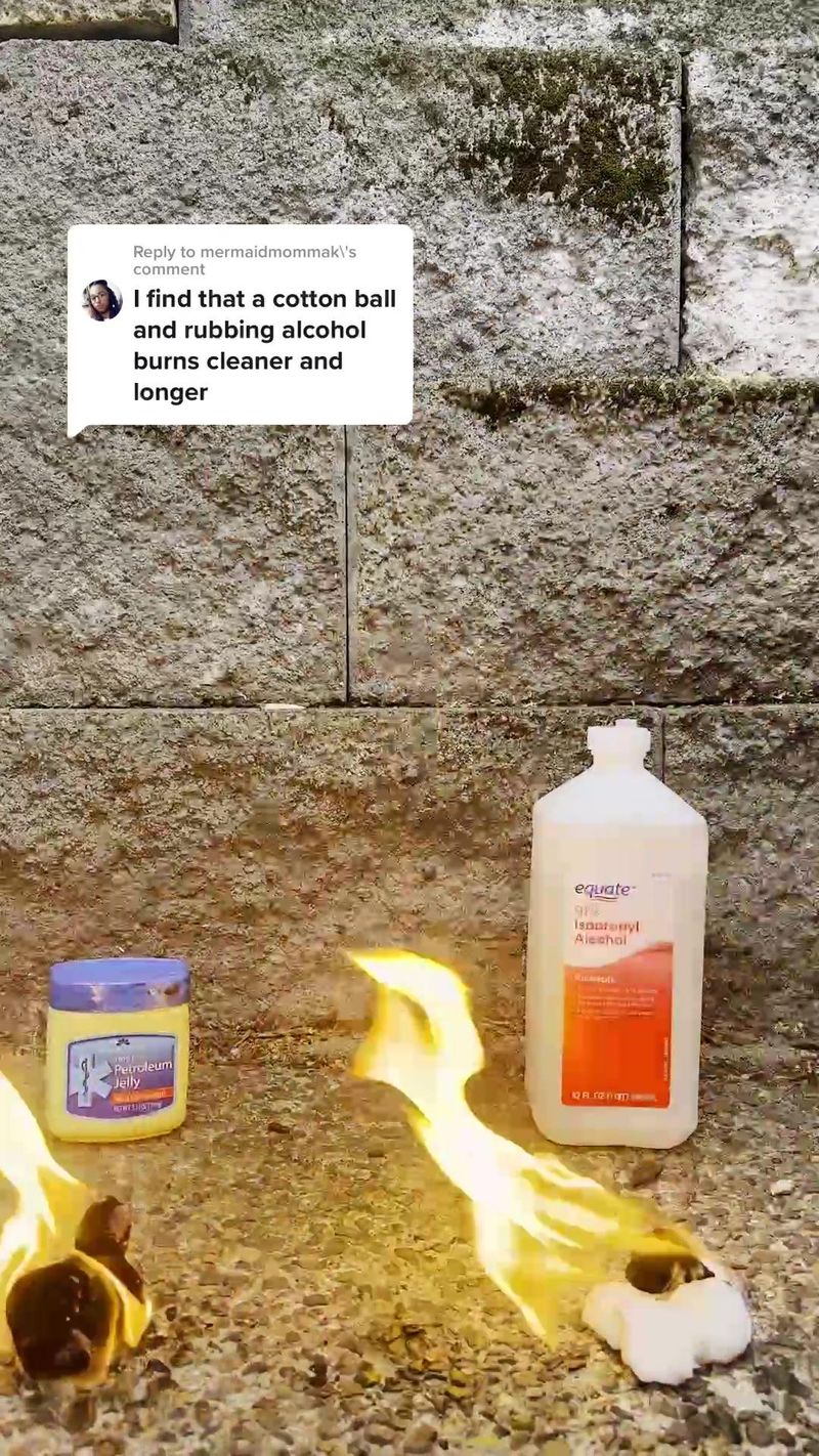 Reply to @mermaidmommak Cottons balls and Vaseline vs cotton balls and alcohol to start fire. Thanks for the tip! #bbq…
