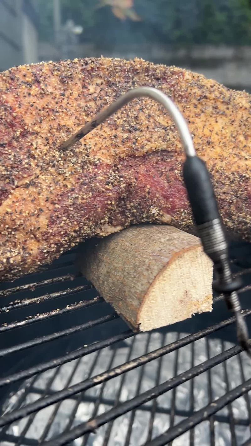 If your brisket is a little too long for your smoker, just put a wood chunk under it to prop it up. You can also use this…