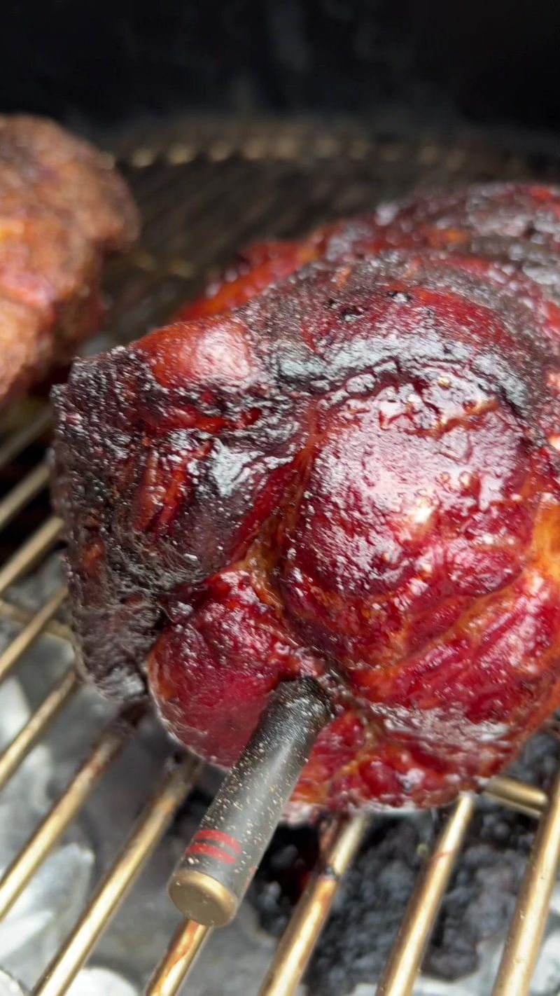 Smoked Pork butt with in Korean pork bulgogi marinade. That color! Thanks to @PorterRoadButcher for the butt Thanks to…