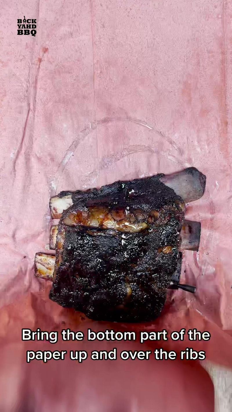 I wrap beef ribs the same way I wrap a brisket. But only wrap ribs after they are fully cooked and if I need to hold them…