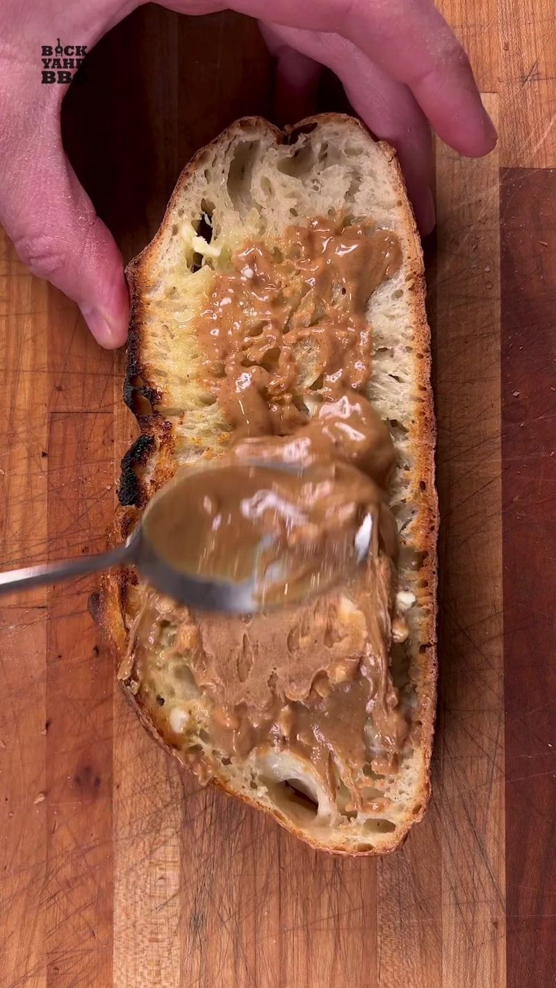 Butter and peanut butter bread. Classic and one of my favs. See my busy people bread video for recipe. #bread #cooking…