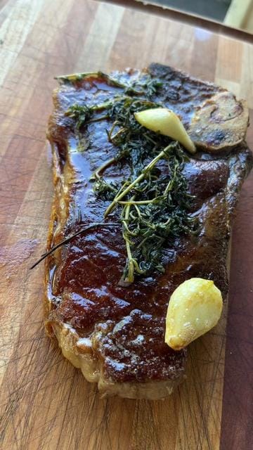 After you’re done searing and basting your steak you have gold in your pan. Use as-is or add some herbs, beef stock, wine,…