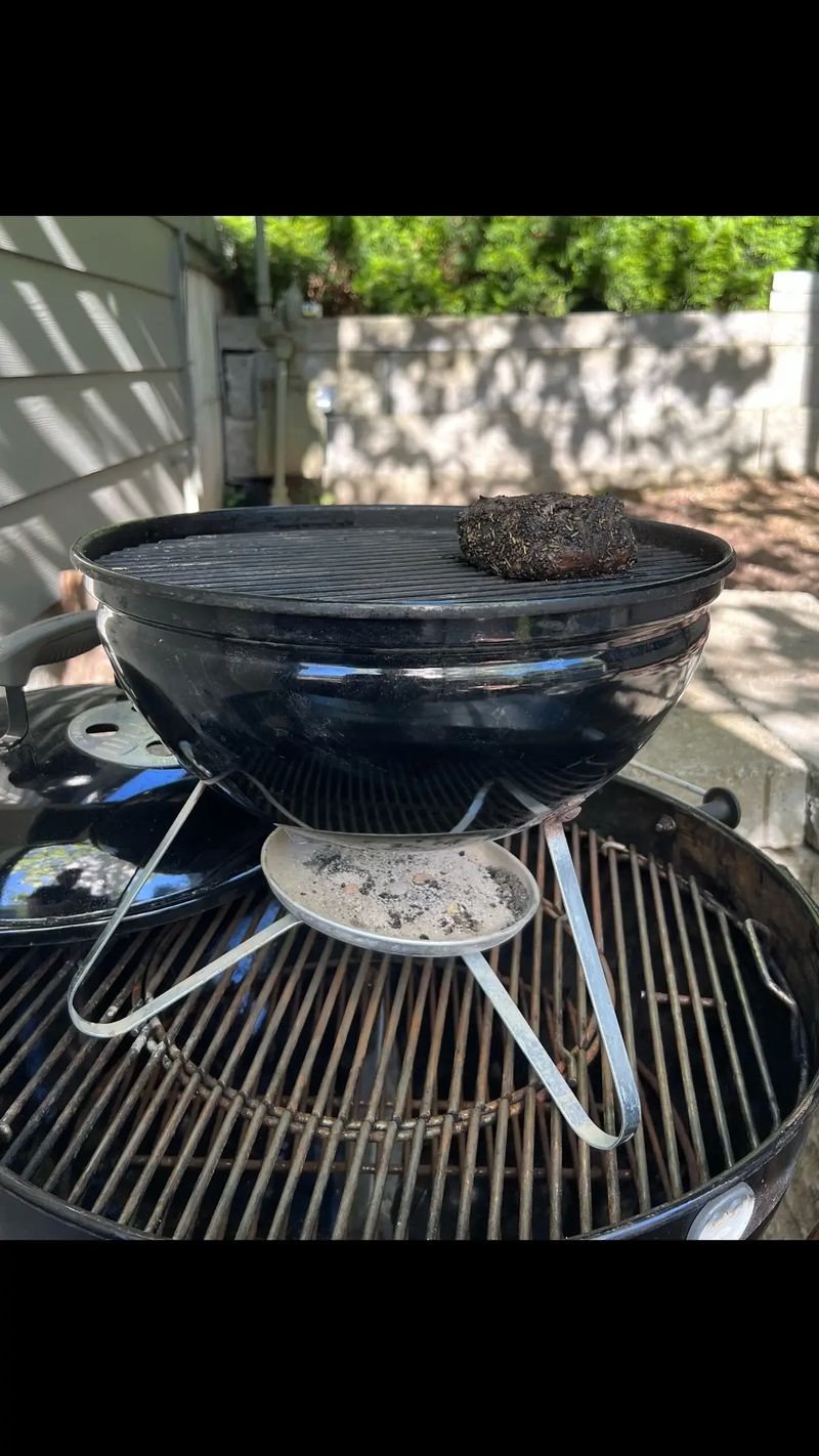Dinner for one tonight. I have a lot of grills, but the 14” Smokey Joe was my first. #steak #webergrills