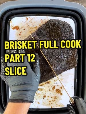 Brisket Full Cook - Part 12 - Slice We’re now ready to slice and serve our briskets. After unwrapping them, I like to pat on…