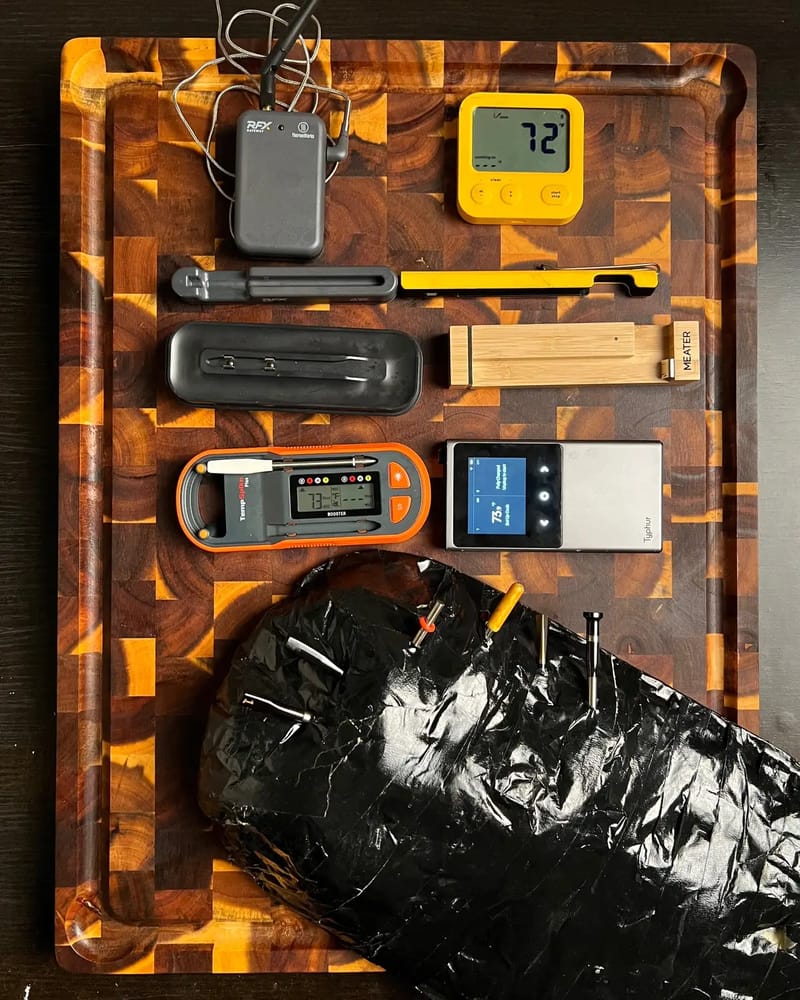 Today I’m doing a battery life and connectivity test on all six wireless thermometers. Yes I crafted a faux brisket for this…