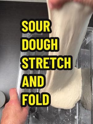Sourdough Stretch and Fold. Round 1 and 2. 30m after mix then again 30m later. This helps strengthen the gluten and starts…