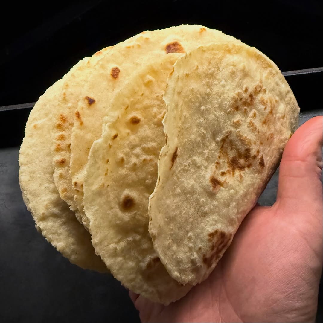 Two rounds of my hybrid corn/flour taco tortilla recipe testing today. I finally nailed it and figure out how to get a flexible torilla that can withstand the bending I need for my birria tacos. Recipe coming soon.  #taco