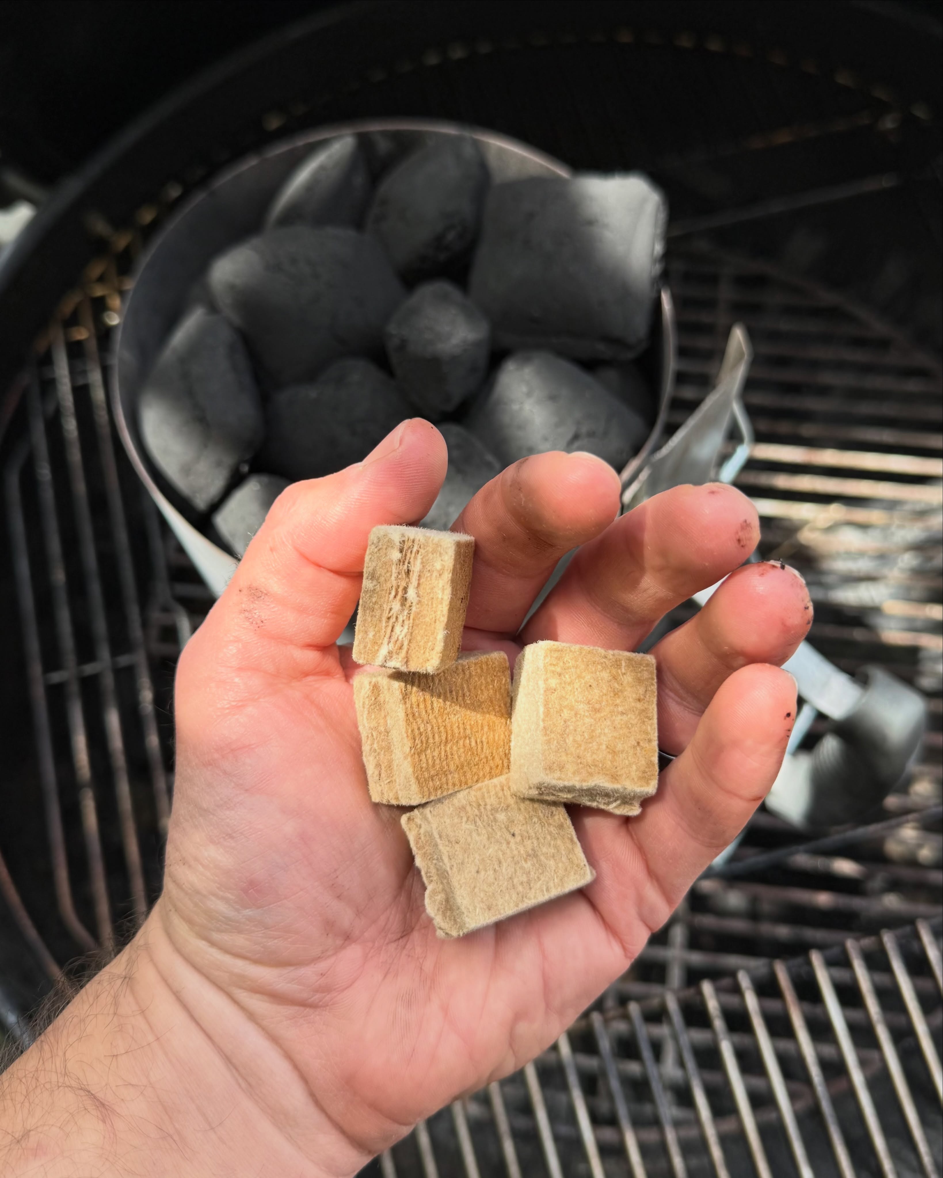 In today’s episodes of I try stuff so you don’t have to…These fire and flavor starters from Walmart are five cents each, but in my experience, it takes three or four of them to half light a full chimney and even after 20 minutes it still needed leaf blower help. Pass. Tumbleweeds or wax cubes are better  #bbq
