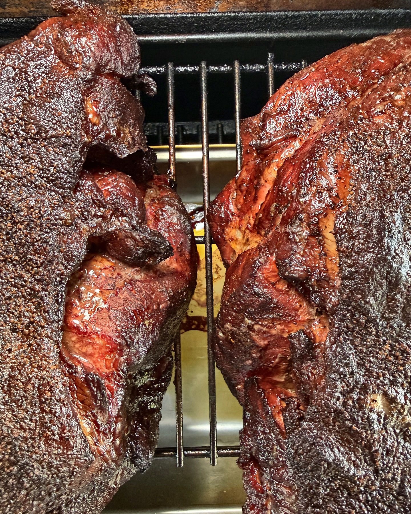 Squint and tell me what faces pop out at you.  Turn your phone upside down and you’ll see a few more.

#bbq #pork #pulledpork