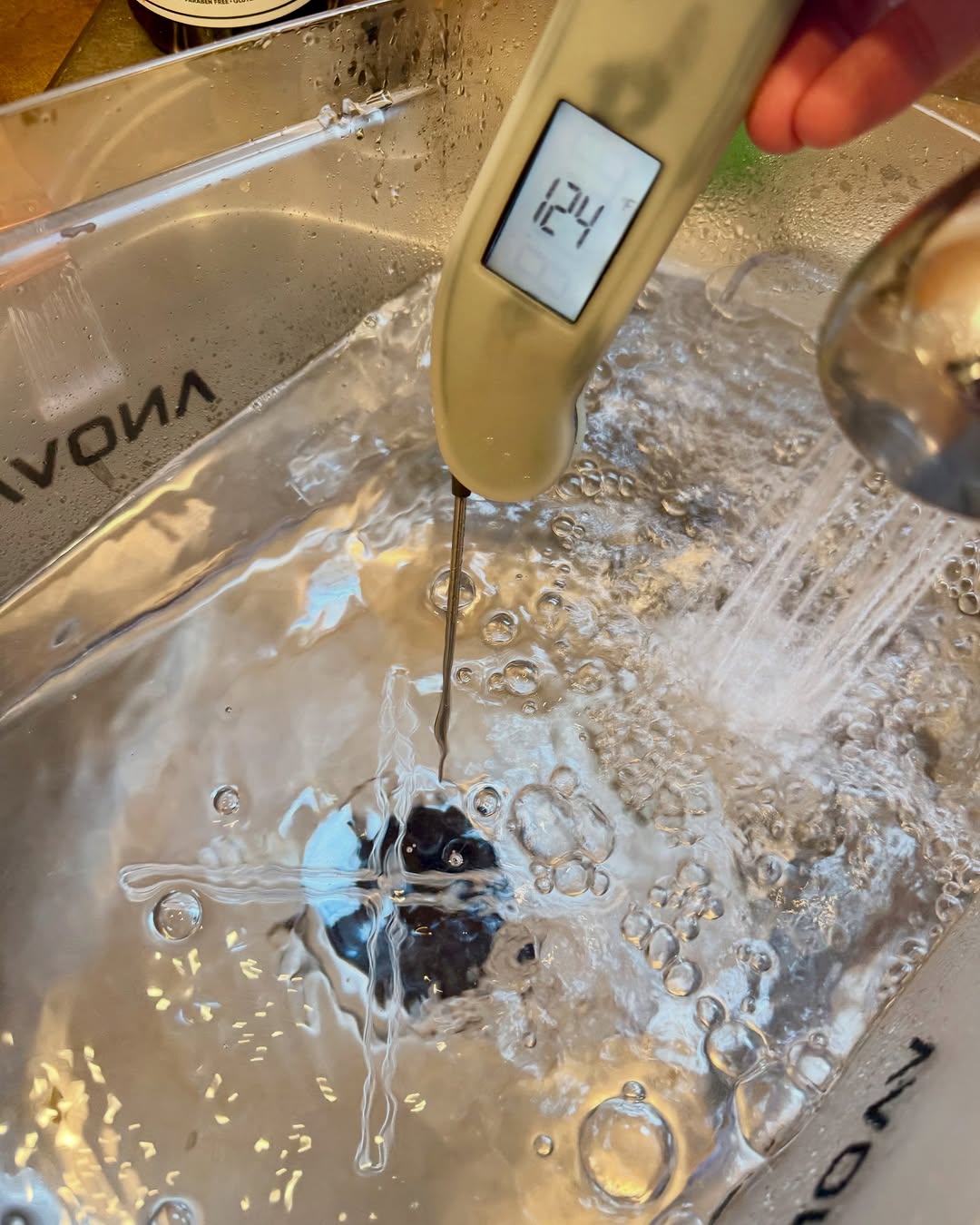 Maybe obvious tip here but last time I posted a sous vide video I showed how I prime the water bath with hot water so my sous vide machine doesn’t have to work as hard.  Some people found that useful.