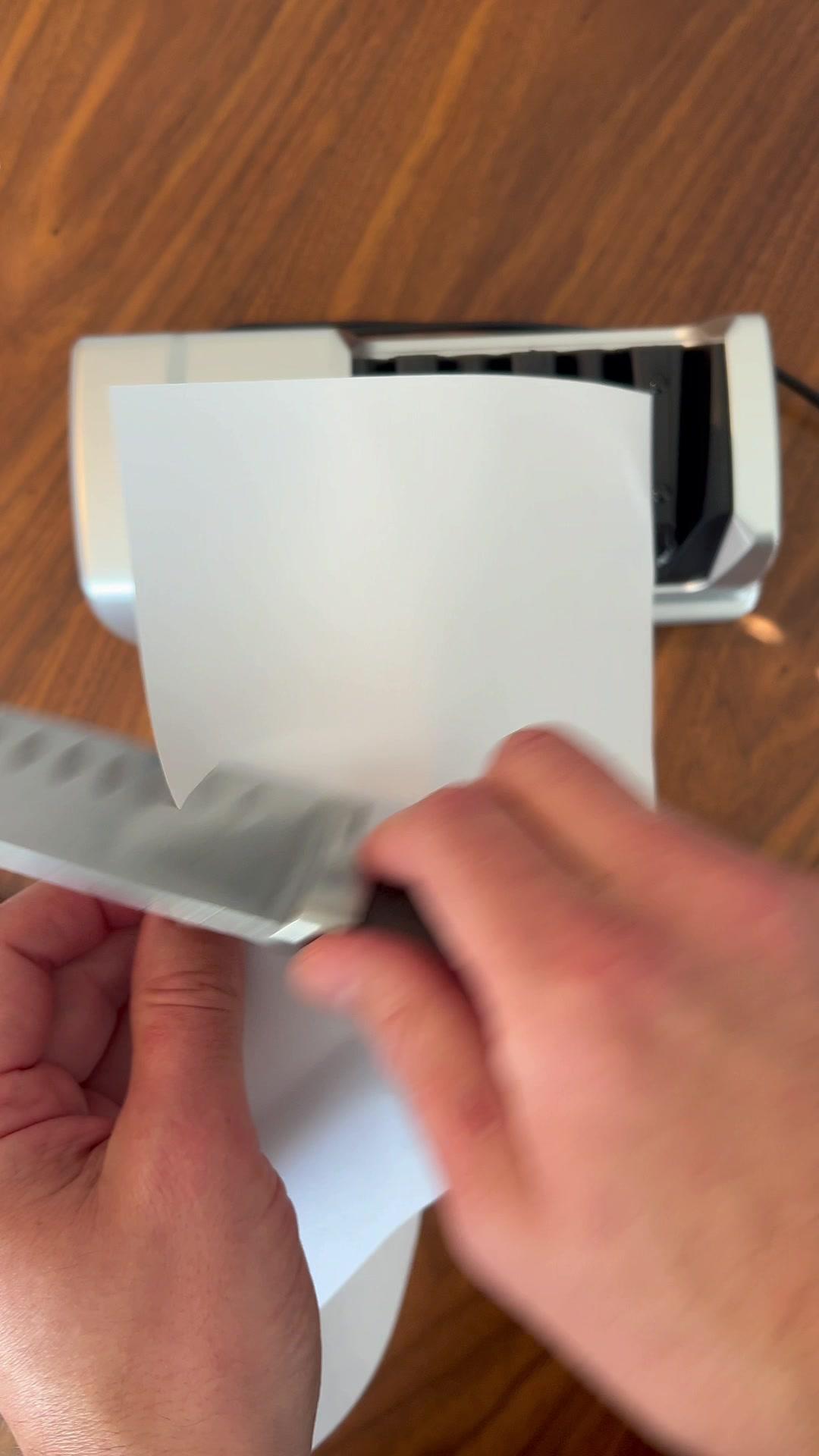 Electric knife sharpener. Is it worth it? Dull to sharp in 3 minutes #knifesharpener #knifeskills #bbq #bbqtips #chefschoice #howto #learnontiktok