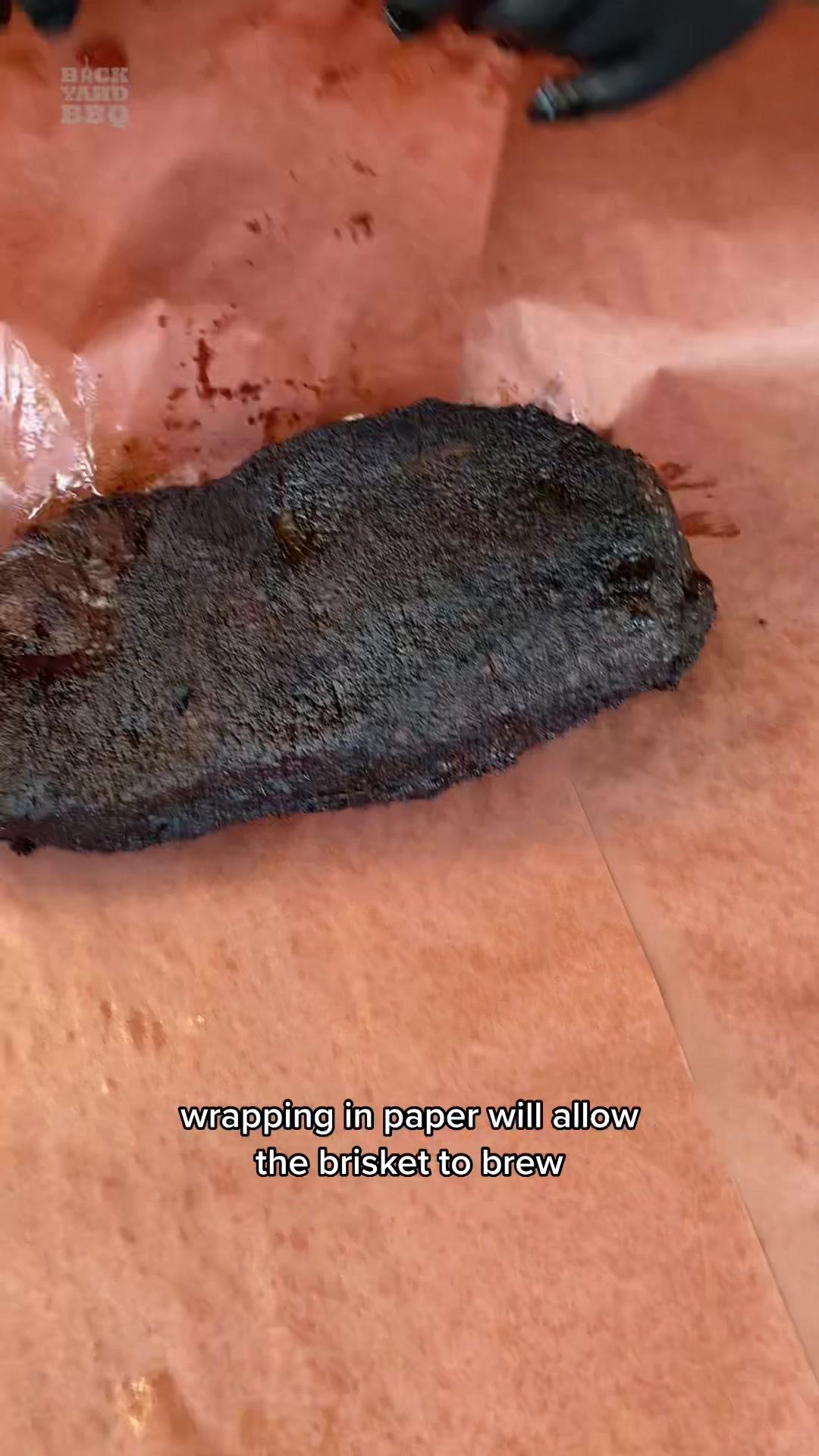 Wrapping a brisket can help speed up the cooking process, keep it moist, and reduce the amount of smoke it takes on. But you don’t have to wrap at all and you don’t have to wrap at 165. I like to wrap between 175-185, but go by how the bark looks and if the fat cap is full rendered. I pull it off the pit when it is probe tender and the internal temp is between 195 and 205. Goldies doesn’t wrap, Leroy and Lewis foil boats, Snow’s BBQ wraps in foil, and Franklin BBQ wraps in paper, so you can get great results with any method. Don’t wrap at all if you want very dark bark and don’t need to speed up the cook, but make sure you have enough humidity in your pit by adding a water pan or spritzing so it doesn’t dry out. You can wrap in foil after you pull off the pit during the rest. Using a foil boat will expose your fat cap to more smoke, resulting in a darker crispier bark and will also confit the flat. When it is done smoking, add a layer of foil to cover the brisket while it is resting. Wrapping in foil will cook the brisket the fastest because of the locked in steam and will result in a softer bark. Wrapping in paper will allow the brisket to breathe, take on a little more smoke, and result in a crunchier bark. If you want to try wrapping in paper, then check my gear page for 15% off all Bryco butcher paper. Thanks to @bryco_goods Butcher Paper for partnering with us! #sponsored #bbq #bbqtips #bbqprep #brisketprep #cooking #smokedmeat #smokedbrisket #texasbbq #bbqtiktok #howto #learnontiktok
