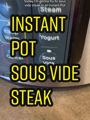 Today, I’m going to try to sous vide a steak in an instant pot and then sear it in a cast iron pan. Sous vide means cooking vacuum sealed food in warm water.   The benefit of cooking this way is that you set the water to your desired doneness temp and your food will cook to exactly that temp and hold it there. It’s a good way to get a perfectly cooked steak, but you’ll still need to sear it to get a good crust.   I don’t have a sous vide circulator or a vacuum sealer, so we’re going to try with an instant pot and a ziplock bag and remove the air from the bag with water displacement. I pre-salted this beautiful American Wagyu strip from @Snake River Farms and placed it in the fridge for the night on a wire rack in a prep tub.   This is called dry brining, the salt will be absorbed deep into the meat through osmosis. The next day I trimmed off a little bit of the fat so I can sear the steak in it later.   I typically use avocado or olive oil to sear, but I didn’t want to introduce any oil flavors to the wagyu. I half filled the instant pot with hot tap water and put in the wire trivet to lift the steak from the bottom.   I put the steak in the bag, zipped it until it was almost closed and then submerged the steak into the water until all the air escaped and then fully zipped it. I put the lid on, clicked the Sous Vide button once and set temp to 125, clicked the button again and set the timer to 2 hours. 2 hours later, I rendered the steak fat in a cast iron pan, removed the steak from the instant pot and seared it.  It will be gray when it comes out of the bag, but fear not, it will be cooked perfectly after the sear. I flipped it every 60 seconds until the internal temp hit 130, which carried over to 135. I removed most of the fat from the pan and then made a quick pan sauce while the steak rested.  I then reheated the fat from the pan and poured it over the steak to re-introduce some crust. It turned out wicked good, wall to wall pink and a good sear.  If I try this again, I would set my sous vide temp to 120 and use a slightly hotter cast iron pan to get an even better sear. #steak #sousvide #castiron #bbq #recipe #food #cooking #steakrecipe #howto