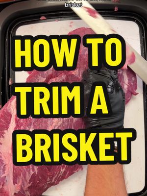 How to trim a brisket. I like trimming briskets, but I also want to do it as quickly as possible. I follow the same flow for every trim, which has helped me be much more efficient. 

Put it in the freezer for 30 minutes to harden the fat making it easier to cut.

I wear a cut glove on my left hand and nitrile gloves on both hands. 

I have 3 tubs, one to trim, one for meat trimmings, and one for fat. Save the meat trimmings for burgers and the fat for tallow. 

I also have a roll of paper towels and a trash can nearby.

I use a 6” boning knife for most of the cuts and a straight-edge slicing knife for the meat side and some of the bigger cuts.

Remove from the bag by cutting along the deckle fat, so you don’t gouge the meat.

Pat down with a paper towel.

I start with the fat side because fat is easier to trim when cold.

Cut off the mohawk.

Round off the point.

Splay out the flat.

Clean up the long side.

Carve out the deckle on that side a little.

Cut that corner at a 45 degree angle.

Round off the edges.

Do the same with the other long side.

Trim the flat fat to a quarter of an inch.

Trim the slope section between the point and the flat.

Trim the hump, working from the middle to the side.

Flip it over to the meat side.

Carve out the deckle.

Remove any fat globs. Go with the grain. I put my left hand under the brisket to get it curved at a good angle for easier cuts. I’ll sometimes use my straight-edge slicing knife for efficiency.

Clean up any rough edges and move onto the next brisket.

#brisket #bbq #bbqtips #howto #smokedmeat #brisketprep