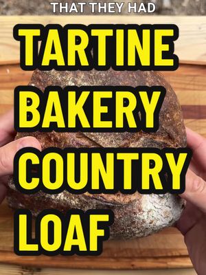 Let’s take a look at what a country loaf from Tartine Bakery in San Francisco looks like.  I was in town for a few days, but there was only one day I would have time to hit the bakery.  I arrived at 4:57 right before they were closing, they actually closed the doors right after I walked in.  All I wanted was to get a country loaf so I would have something to compare my own loaves to.  But the country loaf section was empty.  I asked them if they had any left and they said they didn’t, but then someone shouted from the back that they had a half a loaf if I wanted that.   I grabbed it, but we were headed to dinner, so I packed it in my carry-on luggage and didn’t cut into it until I got back home. First of all the crust was perfect and the crumb had a perfect distribution of medium and small holes. The half loaf was 6 inches long, so the full loaf is a whole footlong.  The width was almost 8 inches and it was about 3 inches tall.   It didn’t have a big ear, it looks like they score it directly straight down the middle, which I like because the shape ends up being better for sandwiches. The hollow bump sounded nice and it felt lighter than it looked. This is day old bread at this point, but it still tasted amazing.  The crumb pulled apart nicely and it was still moist. The high quality flours and the ratio of white to wheat makes it really delicious. I’m so glad I got to experience this loaf and it's inspired me to keep trying to perfect my own. If you haven’t seen it, Chad Robertson, the founder of Tartine Bakery, has a great book that is a must read for any baker. #bread #sourdough #tartine #sanfran