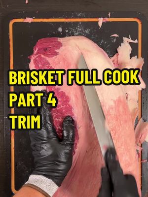 Brisket Full Cook - Part 4 - Trim Let’s learn how to trim a brisket.  I start by taking off the mohawk and then rounding off the point.  I square off that long side and round off that corner.  This brisket had a lot of fat on that side, so I carved more of that out. On the meat side, I shaved off the deckle and then cleaned up that long side. I’m using a 10” slicing knife for most of these cuts today. I personally like using a longer knife to trim, but I switch to my 6” or 4” knife when I need to be more precise. I shortened the brisket to 18” so it would fit on my smoker and then cleaned up the corners. None of this goes to waste, I make burgers, sausage and tallow with it. I shaved some of the hard fat off the hump.  And then cleaned up the fat on top of the flat. I shoot for about a quarter of an inch to a half an inch of fat there. Back on the meat side, I carved out the deckle and then cleaned up the fat globs from the flat. Slather and rub is coming up next…