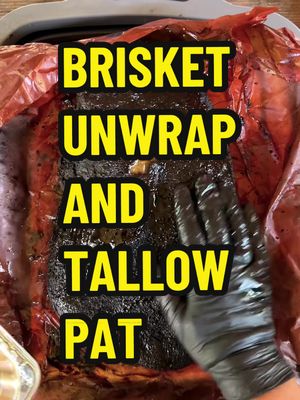 After unwrapping briskets, I like to pat on some of the tallow from the paper with my hands.  I used to pour it on, but I prefer to pat so I can control how much gets on there.