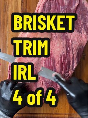 Brisket Trim IRL 4 of 4 This is the 4th and final brisket trim for a recent catering event for 70 people.  This is the 22 pound on that needed a lot of help.  In this video I’m going to show you some things I haven’t talked about yet and show you a bunch of mistakes I made to help you avoid them. I keep a honing rod near by and hone my knives between each brisket trim.  I cut the wrapper along the deckle fat so I don’t gouge in to the meat.  I pat it down with a paper towel so it’s easier to handle. I inspect the brisket to see what I’m working with.  I notice that the mohawk is lopsided and there’s a lot of hard fat cap to remove.  Ideally I should have put this in the freezer for an hour before slicing, but I didn’t have the freezer space or time. I cut off the mohawk, round of the point, and then clean up the fat that was under the mohawk.  I square up the long side.  A cut off the end of the flat to get it down to 18” to fit on my smoker.  I’ll use that in burgers. I shave off the deckle fat.  I don’t remove it entirely because I like some of it to render and keep the flat moist as it cooks. I shave off the fat build up on the meat side.  Notice how I’m using my left hand to prop up the brisket - that helps get it at the right angle to shave off the fat. I square off the other long side and clean things up. I pound the point down to be more level with the flat. I move on to the fat cap.  You can see here I start to cut into the meat - as soon as I notice that I can either back out and fold the fat back down, or I can angle my knife upwards and keep the exposed meat.  In this case the gouge wasn’t too bad so I kept cutting with an upwards angle. You’ll notice here that I continually look under my knife to see if I’m starting to expose the meat. I inspect the fat and see that more needs to be trimmed off the top of the flat. I got a little to close with this cut, but you just have to keep moving. It’s not the end of the world. Here I’m lightly scraping the fat cap with the edge of my knife to see if anything pops out.  I discover there’s some stringy fat and remove it. I put some final touches on the corners. I notice there’s a gouge from the butcher here, so I shave that lip off.  I don’t want that hanging off and I want my rub to be applied evenly to the flat.  I pound it out a little to even it out. And finish with a final inspection and move onto applying the rub. Hopefully these trim videos helped you out.  I thought it would be cool to show my process when I just working on feeding people. #brisket #foodprep #catering #bbq #smokedmeat