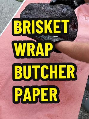 Brisket Wrap with Butcher Paper. Here’s my latest method for wrapping briskets with butcher paper. I’ve simplified it quite a bit over the years so I figured you’re due for an update.  I use 18” butcher paper.  I overlap two pieces so it’s wide enough to fit the whole brisket.  I spritz with water so it’s more pliable.  I put a big chunk of tallow under it to help keep that flat moist as it rests.  I place the brisket fat side up about ⅓ of the way up the paper. I bring that short lip of paper over the top of the brisket.  Then fold over each long side and flip the brisket once, it’s now fat side down. I square off the very end to get a clean edge.  And then flip the brisket once more.  It’s back to fat side up.  These will go back on the smoker until they are probe tender - where a thermometer probe slides in and out of the brisket with very little resistance - right around 200F.  And then they go in the food warmer overnight for around 17 hours at 150F. #bbq #brisket #howto