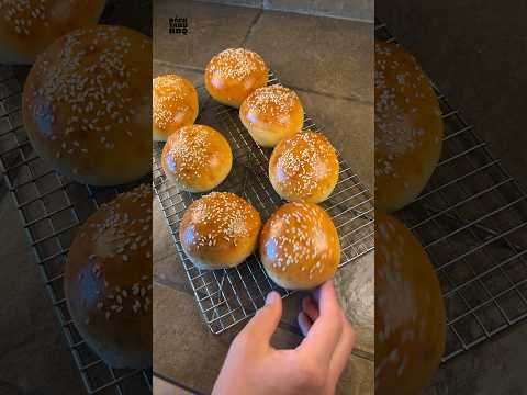 Full recipe on blog https://backyahdbbq.com/simple-burger-bun-recipe-in-1-hour/

Ingredients:

400g (3 cups) flour
42g (2 tablespoons) honey
8g (1.5 teaspoons) instant dry yeast
5g (1 teaspoon) salt
240ml (1 cup) lukewarm (105F/50C) milk
28g (2 tablespoons) melted butter (use less than 5g of salt if you use salted butter)
1 beaten egg
Beaten eggs for brushing (optional)
Sesame seeds (optional)

Instructions:

Here’s a simple burger bun recipe that takes only about an hour.

Start by combining the milk, honey, butter, and yeast. Stir them together until well mixed. Let it sit for a few minutes until the yeast becomes frothy and activated.

Add the egg, flour, and salt.  Mix all the ingredients together until they form a sticky dough.

Cover and let the dough sit for 5 minutes to allow the flour to absorb the liquid and the gluten to relax.

Scrape the dough onto a lightly floured surface and knead it for about 10 minutes until a smooth ball forms. If the dough feels sticky, use a bench scraper or move your hands faster as you knead.
 
Then divide up the big ball into smaller balls. I use 120 grams for Big Mac style buns with a middle section, and 100 grams for normal buns.

Shape each piece into a round ball by tucking the edges underneath and rolling it between your hands. Place them on a baking sheet lined with parchment paper, leaving some space between each bun.

Press down on each bun to flatten them a little bit.

Cover the buns with the kitchen towel or plastic wrap and let them rise for 15 minutes until they puff up slightly.

Preheat your oven to 375°F (190°C).

Brush the tops with egg and then optionally sprinkle sesame seeds on top.

Bake the buns for 12-15 minutes or until they turn golden brown.

Remove the buns from the oven and let them cool on a wire rack.

Slice in three sections for Big Mac buns and two sections for regular buns. Add butter and toast them on your pan or griddle.  And then assemble your burgers.  The buns are light and fluffy and hold together well.

--
This recipe is from Hungry Man Kitchen, which I modified to use honey instead of sugar.

#bbq #baking #burgerbuns #cooking